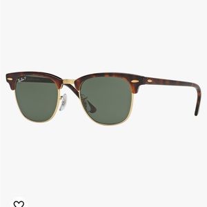 Rayban Clubmaster Classic Polarized Tortoise on Green